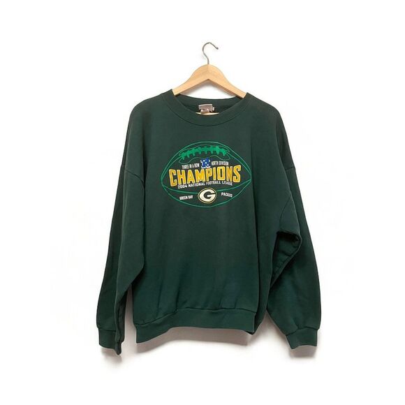 Vintage Green Bay Packers 2004 Champions Sweatshirt Men Size 2XL Green NFL North - Picture 1 of 7